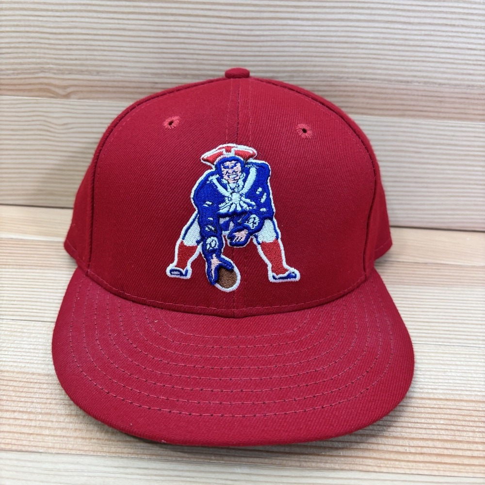 New England Patriots New Era Throwback 59FIFTY Fitted Hat 7 1/8 Red Made In USA